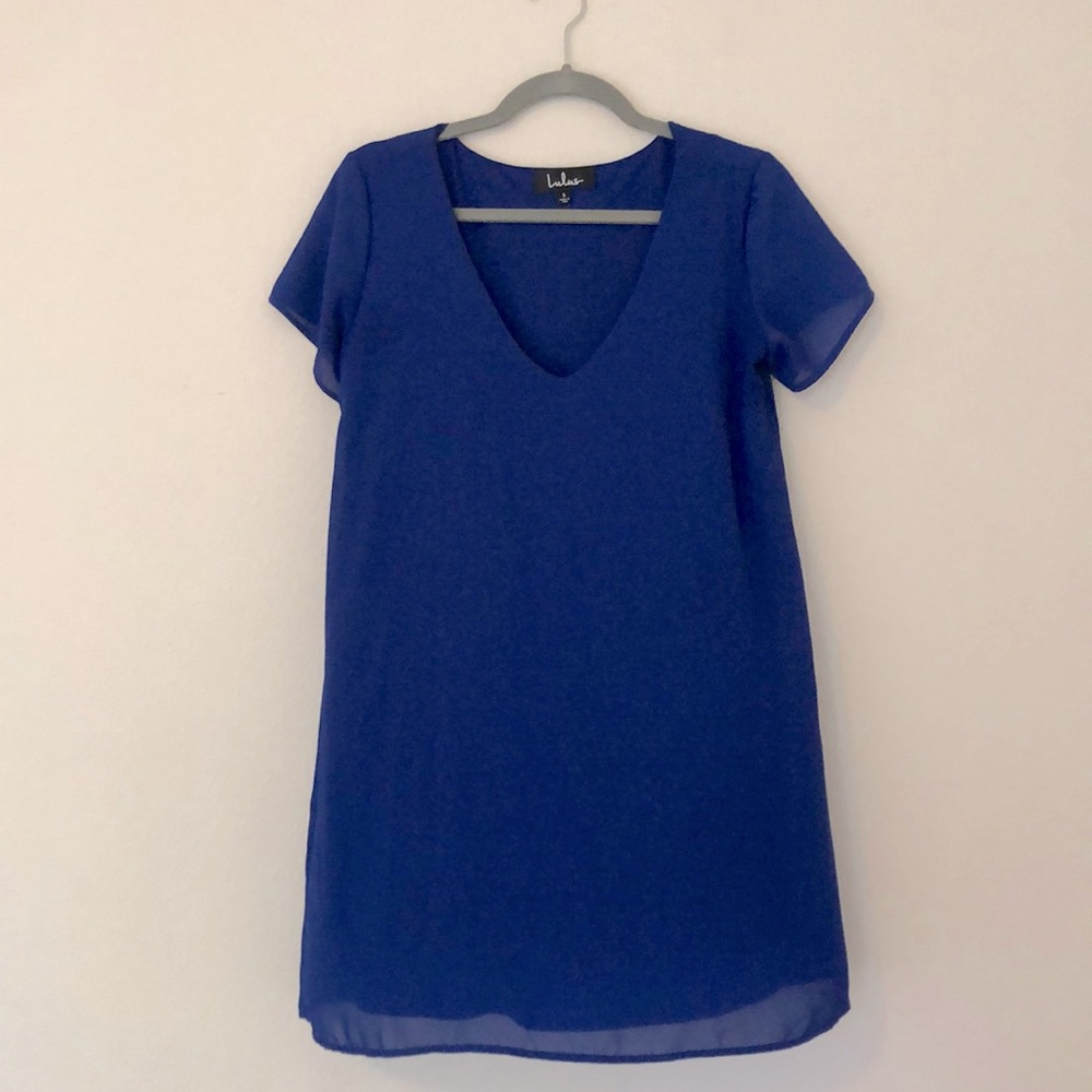Lulus Royal Blue V Neck Shift Dress